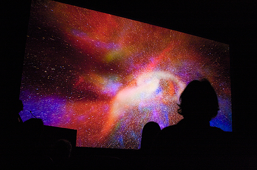 Galaxy fly-by on the Calit2 4K projector